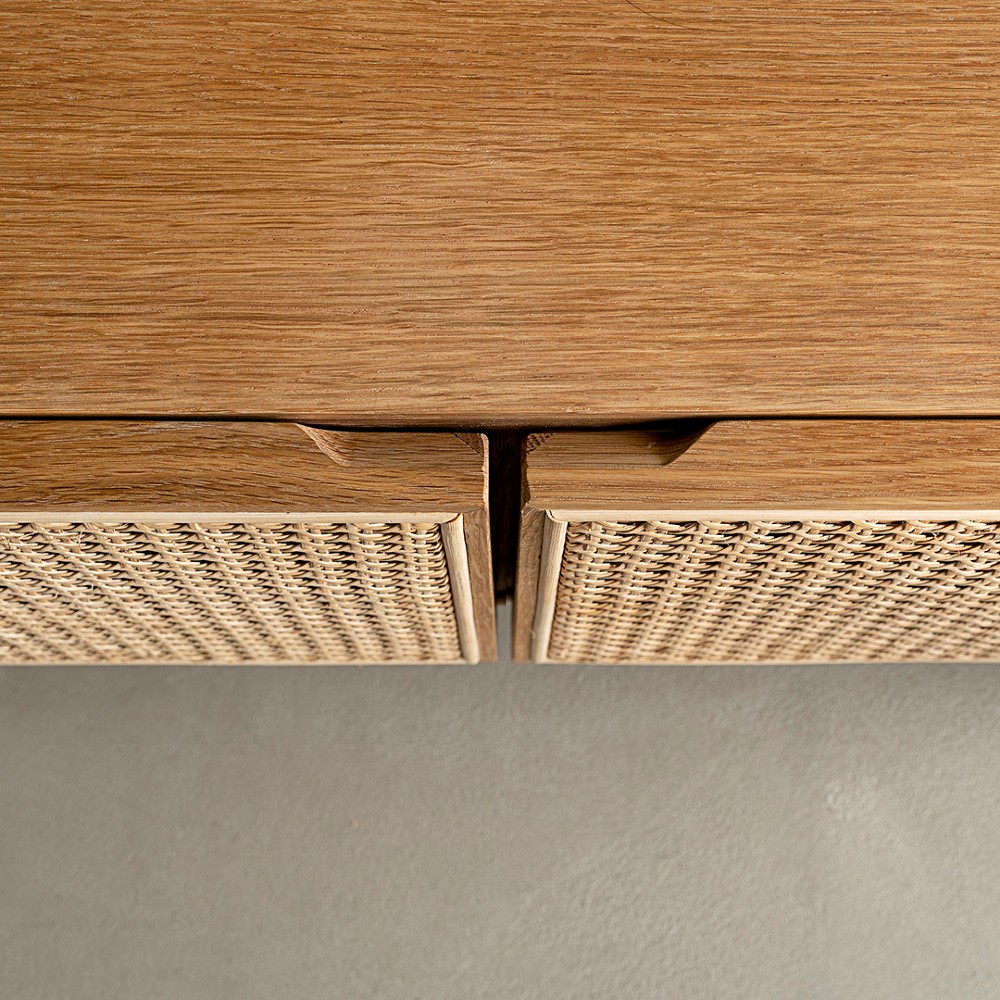Racquet Sideboard 150 cm Oak Oiled Metal Legs - 4