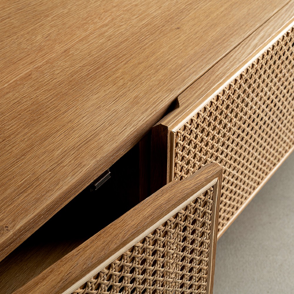 Racquet Sideboard 150 cm Oak Oiled Metal Legs - 5