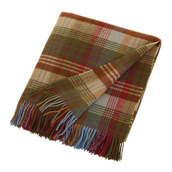 Mulberry Ancient Tartan Lambs Wool Throw /Ullpläd - I lager