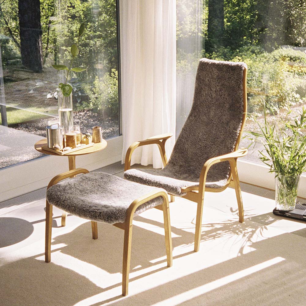 Lamino Armchair + Stool (Lacquered Beech/Sheepskin Sc. Grey) - Quickship - Swedese - 6