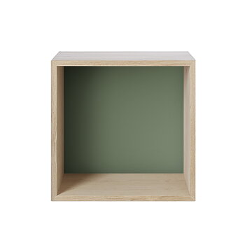 Stacked 2.0 Hyllsystem Medium Ek med Dusty Green baksida 