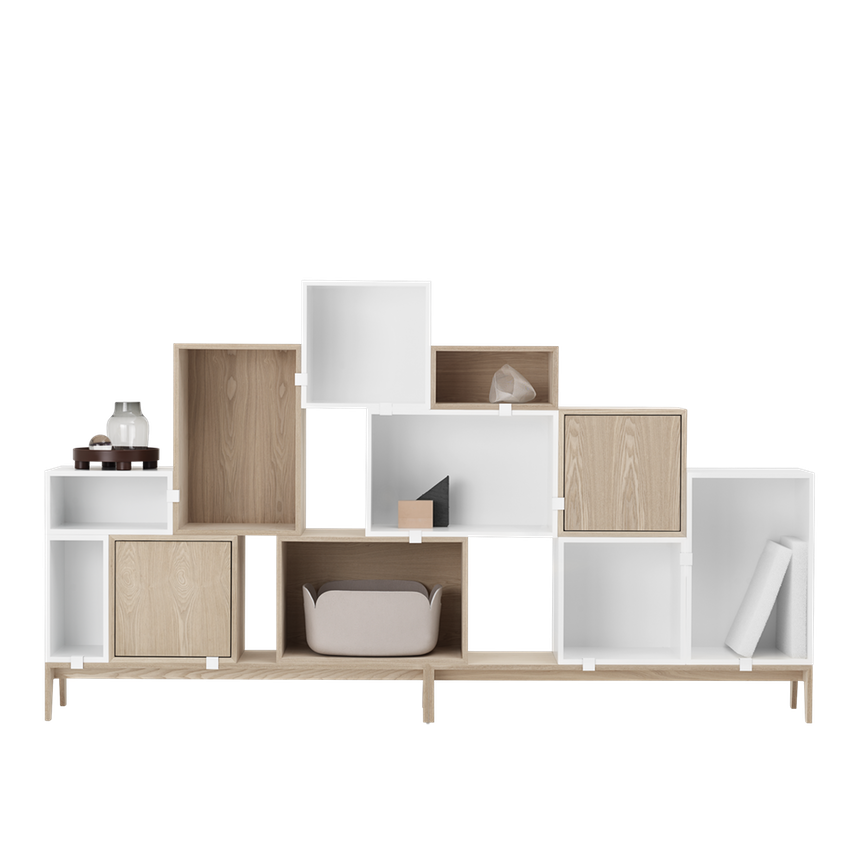 Stacked 2.0 Hyllsystem Medium Ek med Ljusgrå baksida  - 6