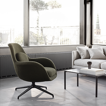 Swoon Lounge Petit Swivel Base Armchair Fabric - Fredericia Furniture