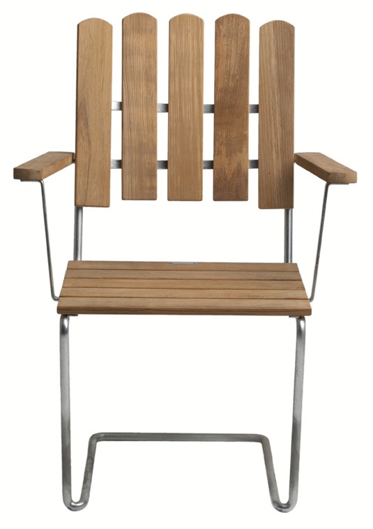 Armchair A2 (teak/hot-dip galvanized) - In stock Grythyttan Stålmöbler
