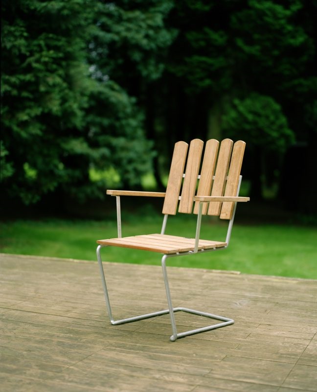 Armchair A2 (teak/hot-dip galvanized) - In stock Grythyttan Stålmöbler - 7