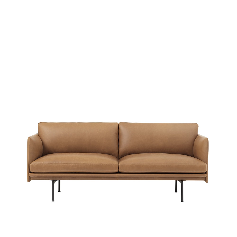 Outline Soffa 2-sits Läder Refine Cognac/Svarta Ben - Quickship