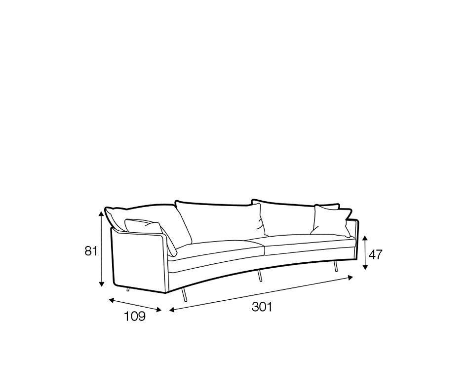 Julia 4 seater Sofa curved 301 cm (several choices) - Sits - 6