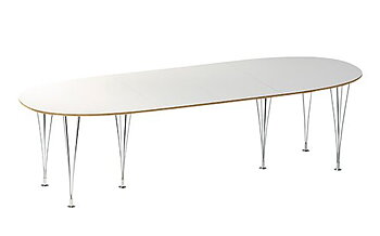 Superellips Matbord - Inkl 2 ilägg a´50 cm (vit laminat) - Bruno Mathsson 