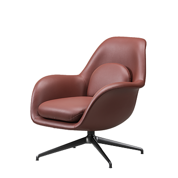 Swoon Lounge Petit Swivel Base Fåtölj Läder -  Fredericia Furniture