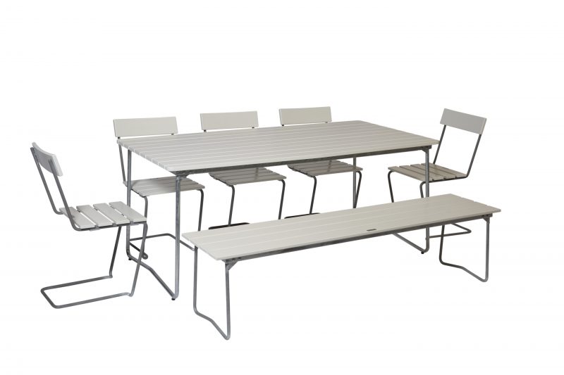 Grythyttan group 5B - 5pcs Chair1 + Bench 9 + B31 170x92 (several choices) - Grythyttans stålmöbler - 2