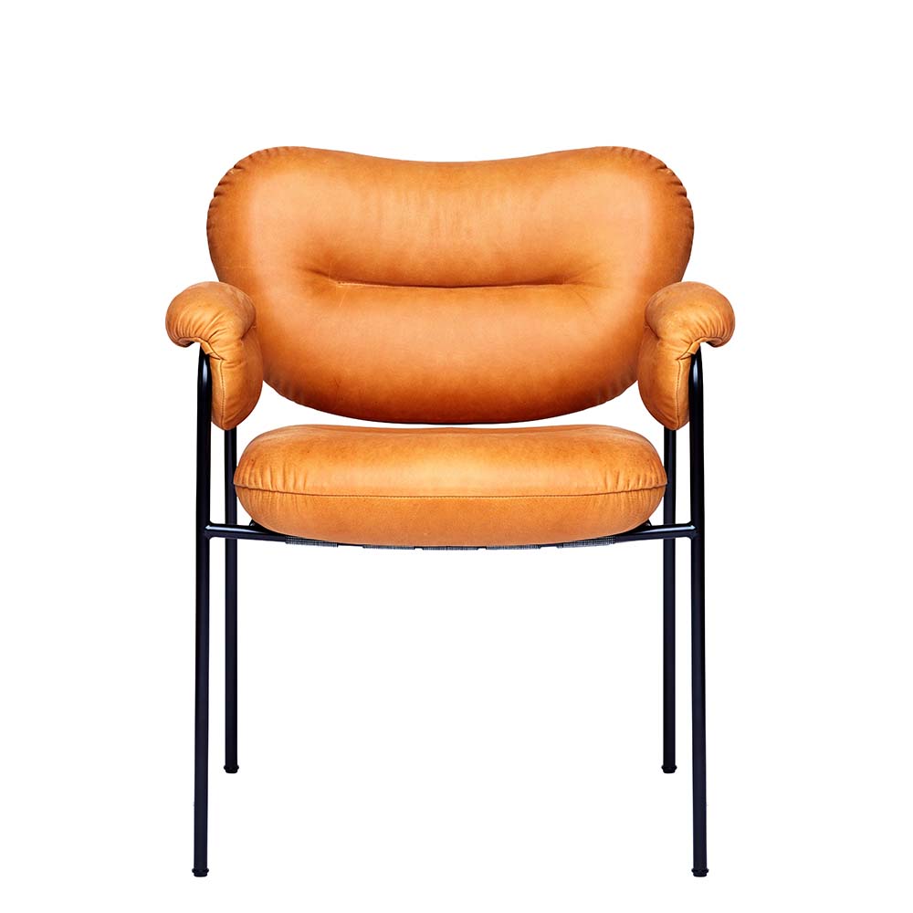 Bollo Dining Chair (Vintage leather cognac/black legs) - Qucikship - Fogia - 6