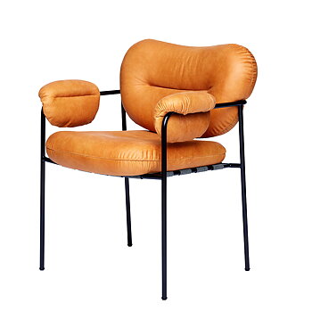 Bollo Dining Chair (Vintage leather cognac/black legs) - Qucikship - Fogia