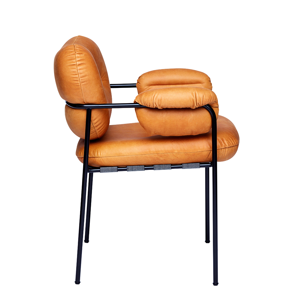 Bollo Dining Chair (Vintage leather cognac/black legs) - Qucikship - Fogia - 8