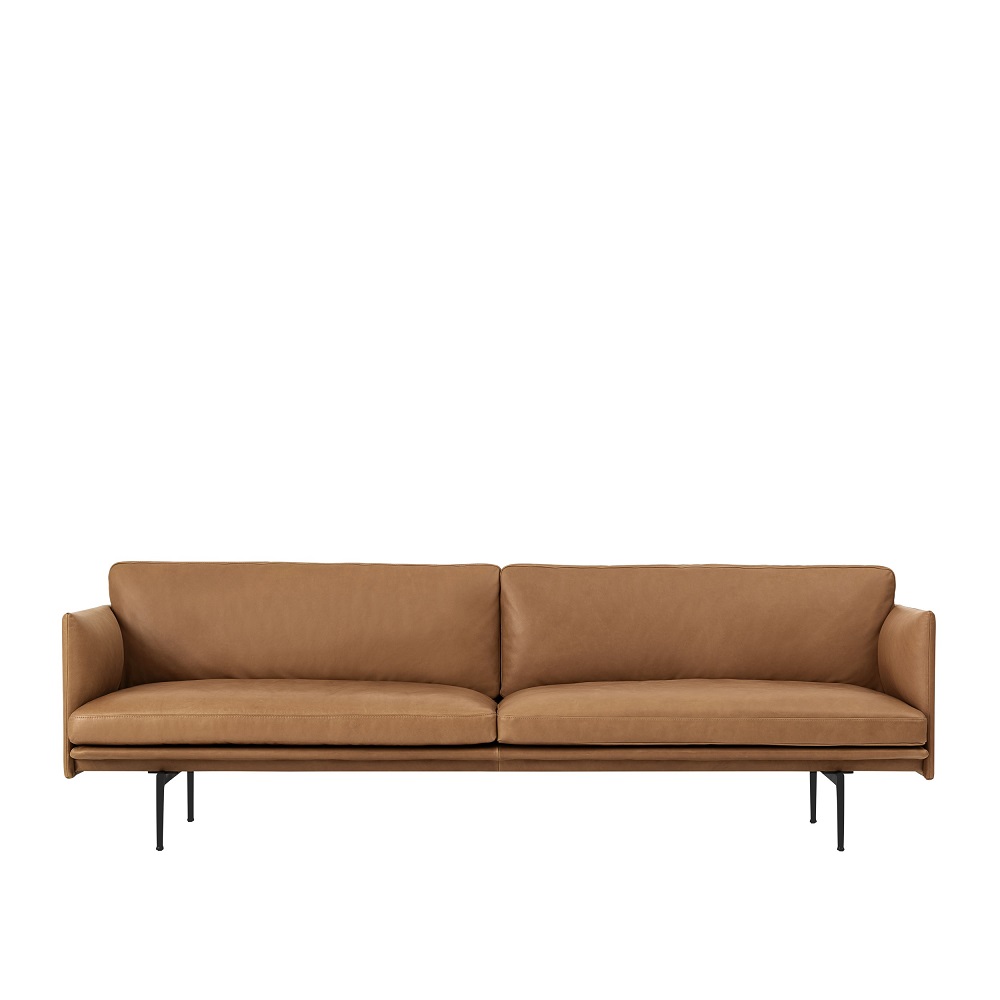 Outline Soffa 3,5-sits Läder Refine Cognac/Svarta ben - Quickship
