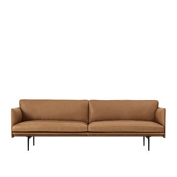 Outline Sofa 3,5-seater Leather Cognac/Black legs - Quickship