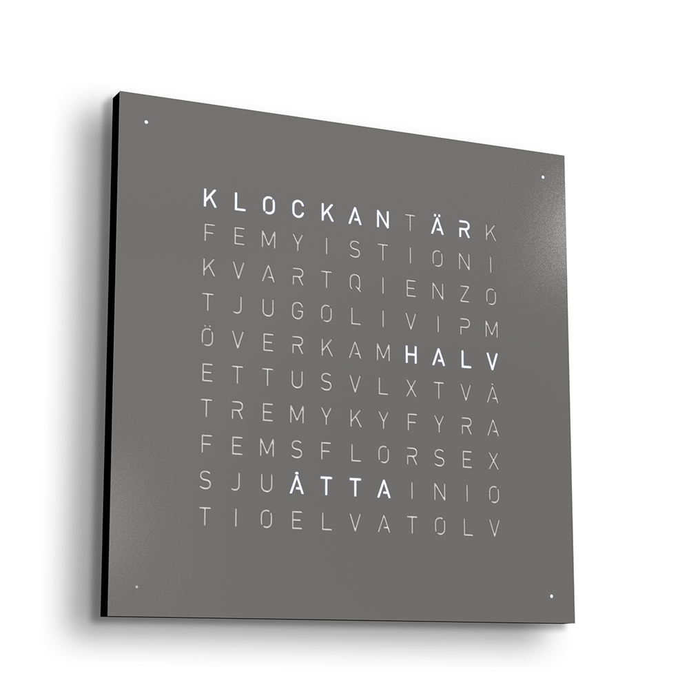 Qlocktwo 90x90 cm Steel (Grey pepper)   - 2