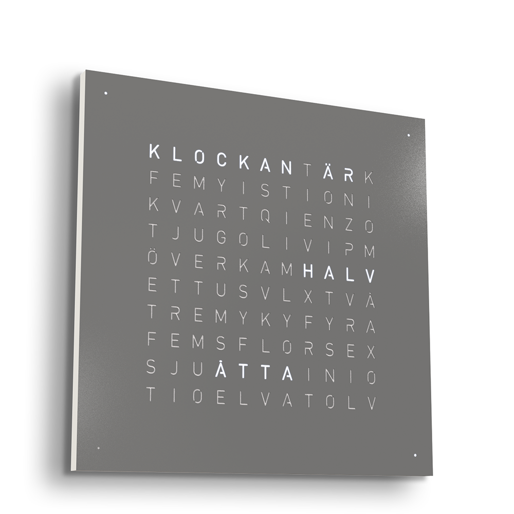 Qlocktwo 90x90 cm Steel (Grey pepper)  