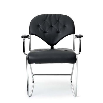 Sam Armchair - (Chrome stand/Black Classic Leather) - in stock  - DUX 