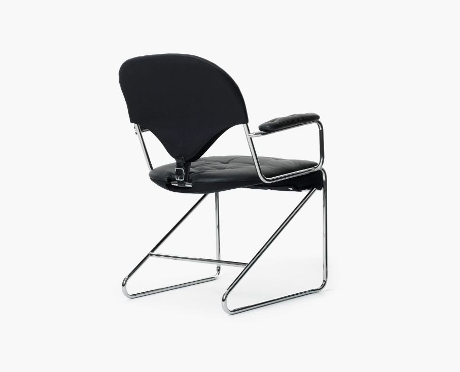Sam Armchair - (Chrome stand/Black Classic Leather) - in stock  - DUX  - 5
