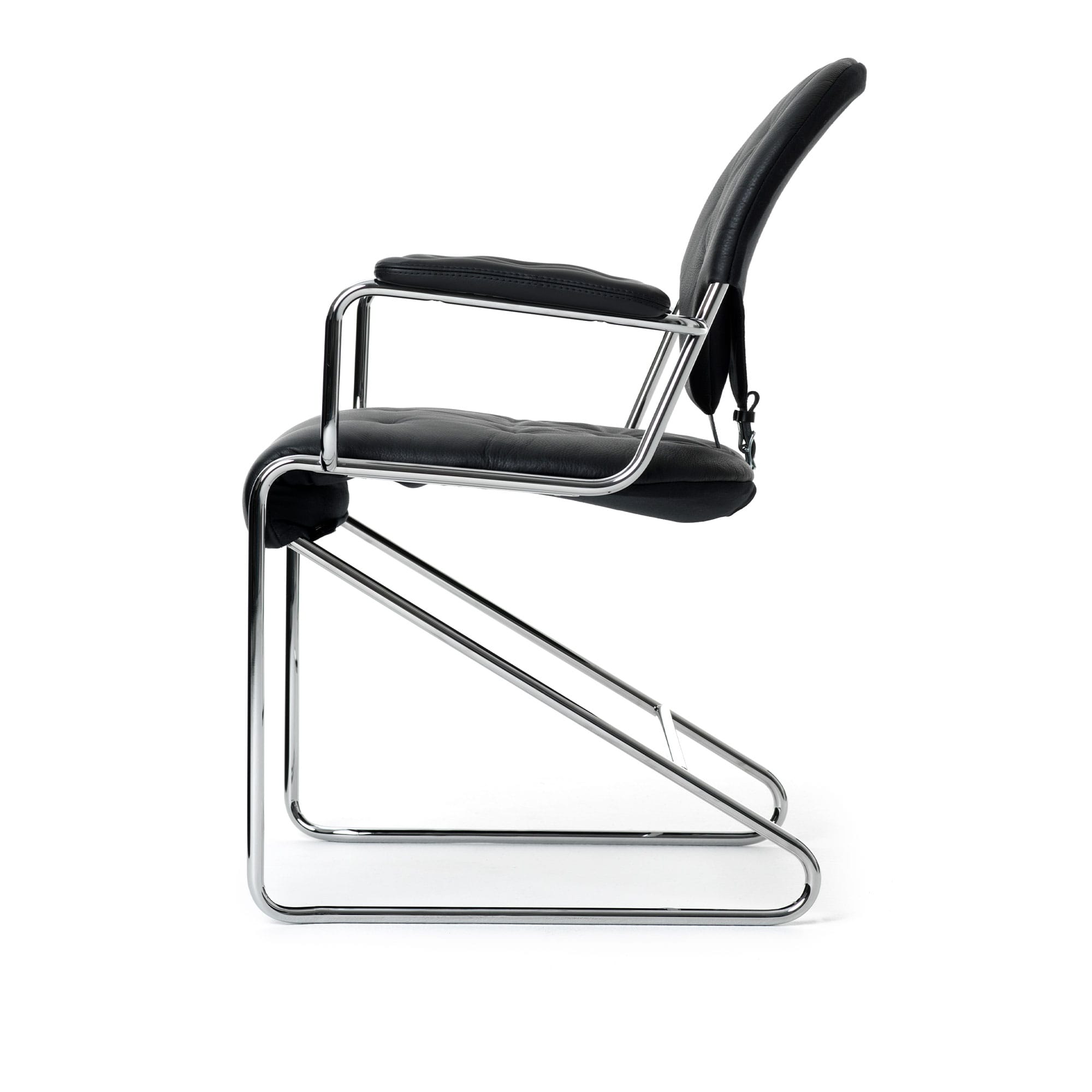 Sam Armchair - (Chrome stand/Black Classic Leather) - in stock  - DUX  - 6