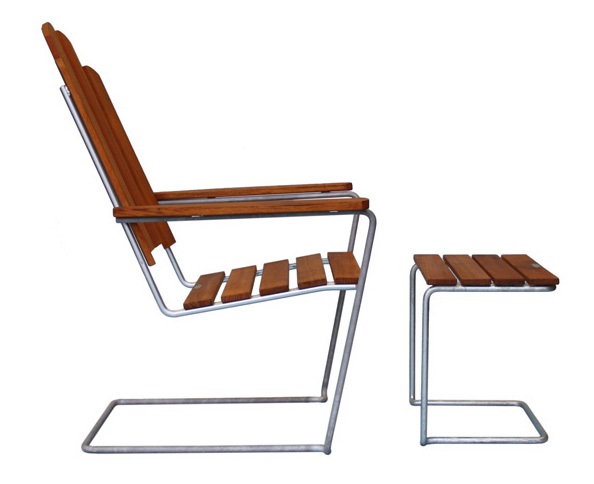 Deckchair A3 teak / zink - Grythyttan stålmöbler  - 6