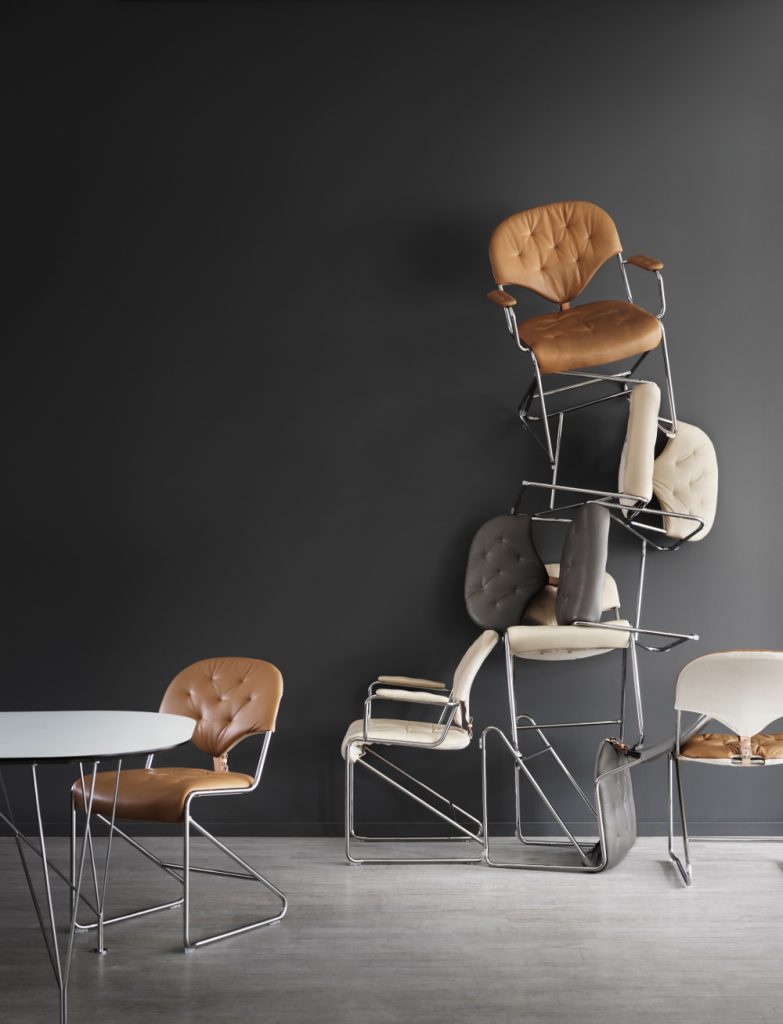 Sam Chair - Chrome stand (Leather several choices) - Dux - 7