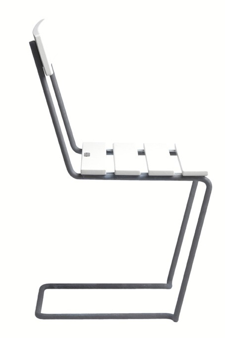 Chair 1 white / zinc stand - Grythyttans stålmöbler - 7