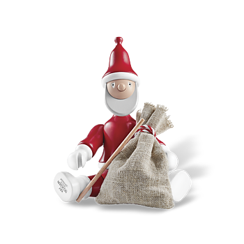 Jultomte med säck Träfigur - I lager