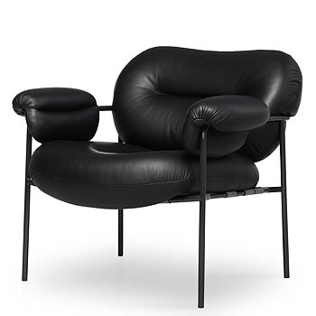 Bollo Lounge chair (Elmosoft Leather Black) - Quickship - Fogia 