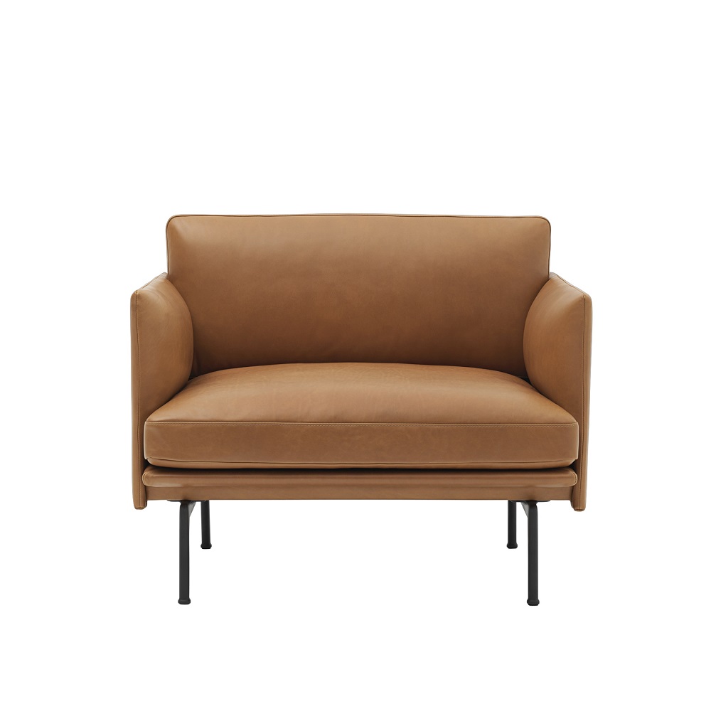 Outline Fåtölj Läder Refine Cognac/Svarta Ben - Quickship