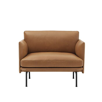 Outline Armchair Leather Refine Cognac /Black Legs - Quickship