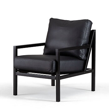 Seventy Five Wood Armchair (Black Ash/Leather Vitoria) - In stock - Ihreborn