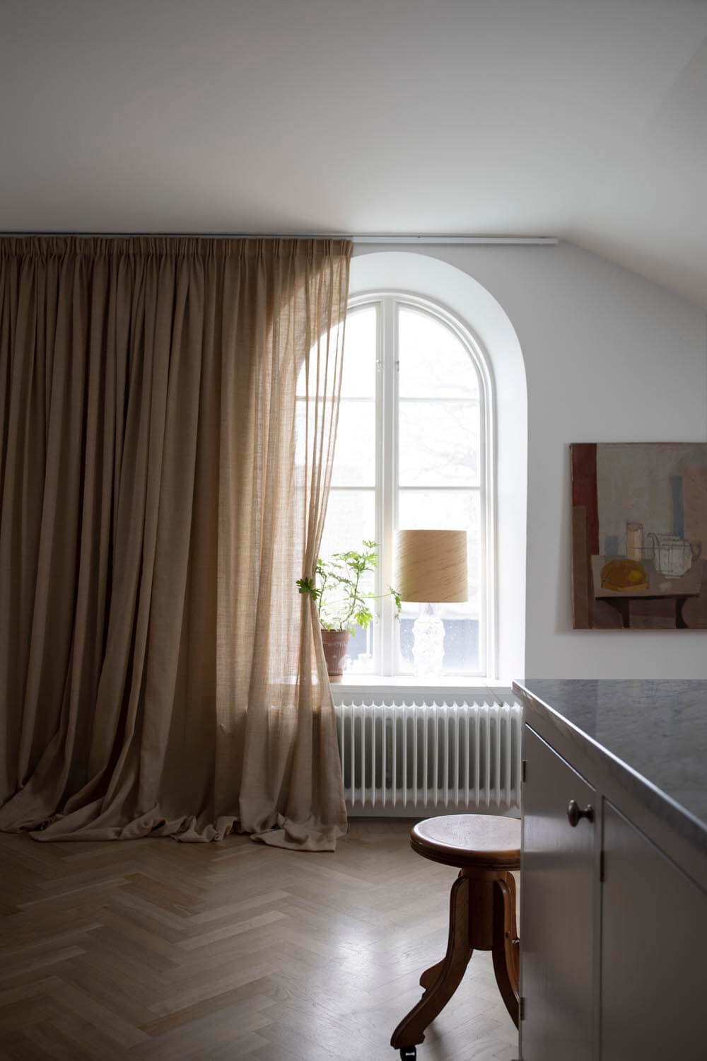 Gardin Ellie halvlinne dubbel bredd Halmgul Höjd 290 cm - 2