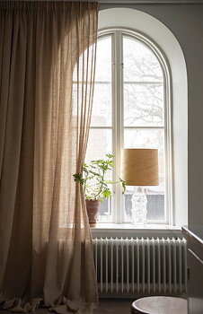 Gardin Ellie halvlinne dubbel bredd Halmgul Höjd 270 cm