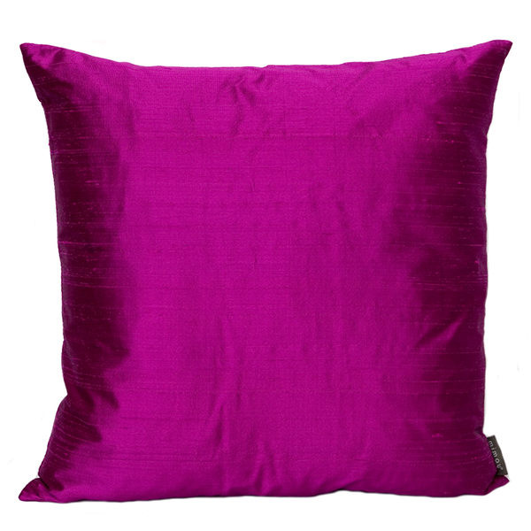 Kudde Handvävd Siden Fuchsia 50X50