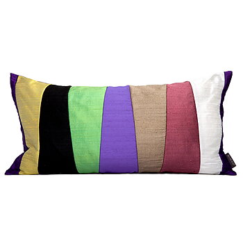 Kudde Handvävd Siden Stripe Iris 32X60