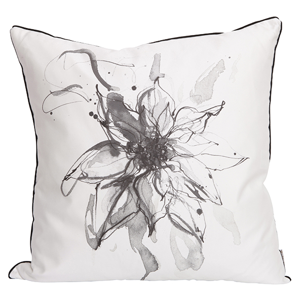 Kudde Poinsettia Gråsvart 50X50