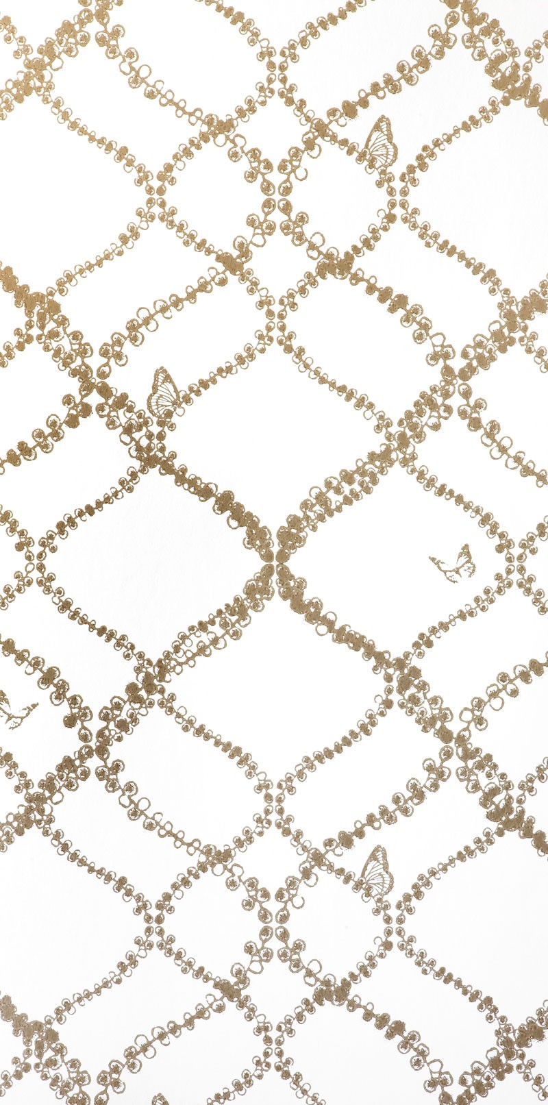 Tapet Trellis White/Brass