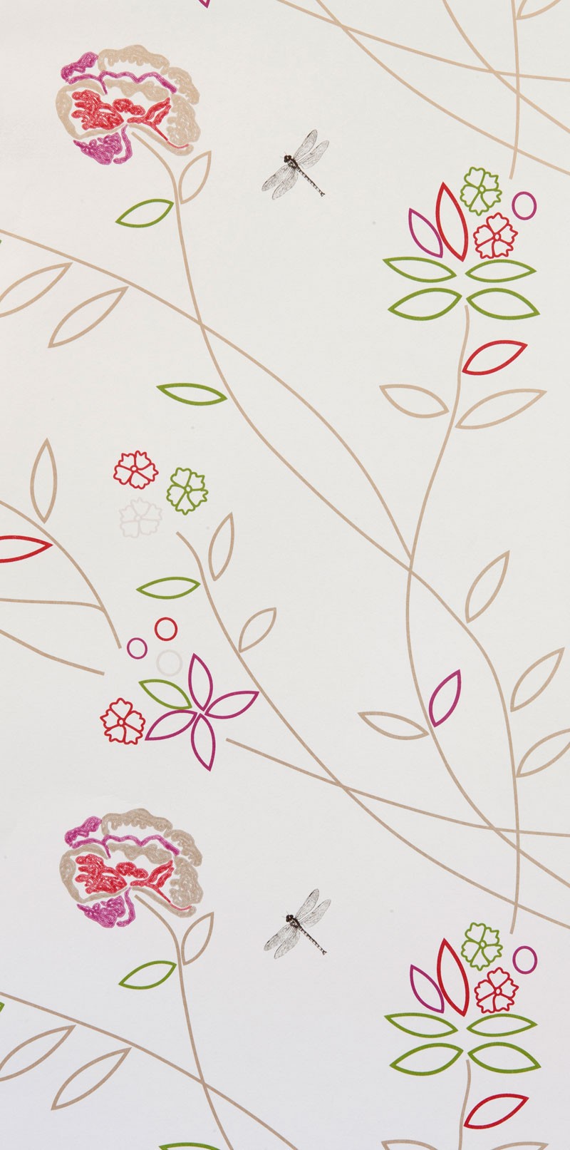 Tapet Vintage Flower Natural/Fuchsia