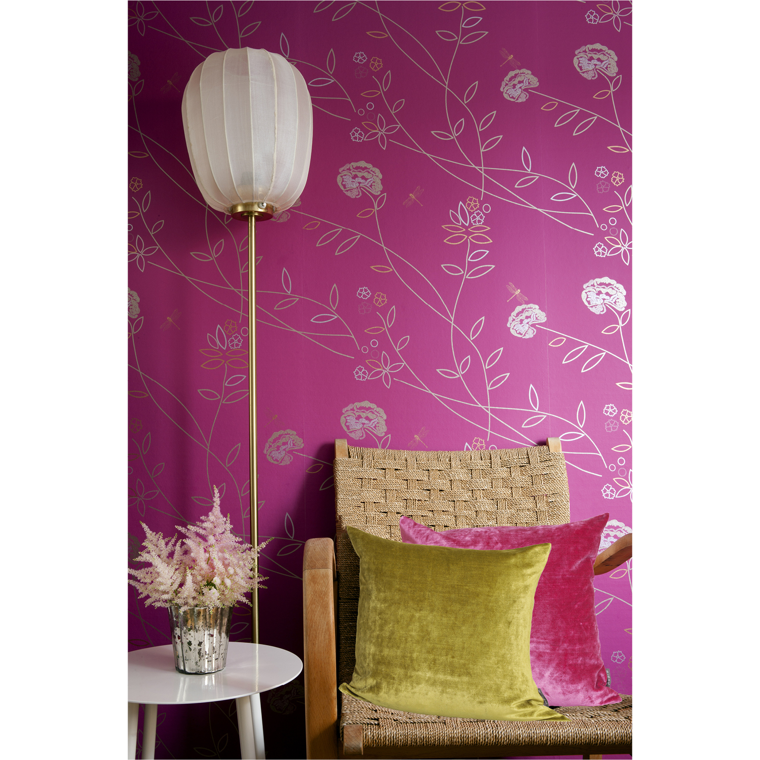 Tapet Vintage Flower Fuchsia/Met. - 2