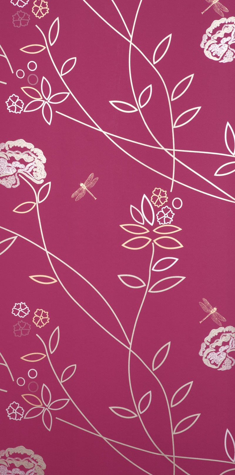 Tapet Vintage Flower Fuchsia/Met.