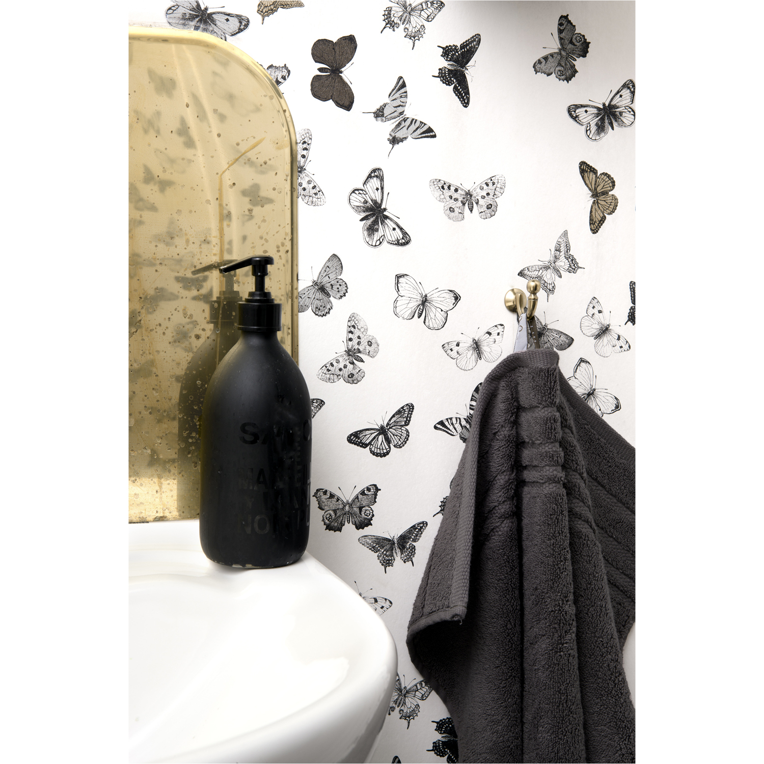 Tapet Butterfly White/Black - 2
