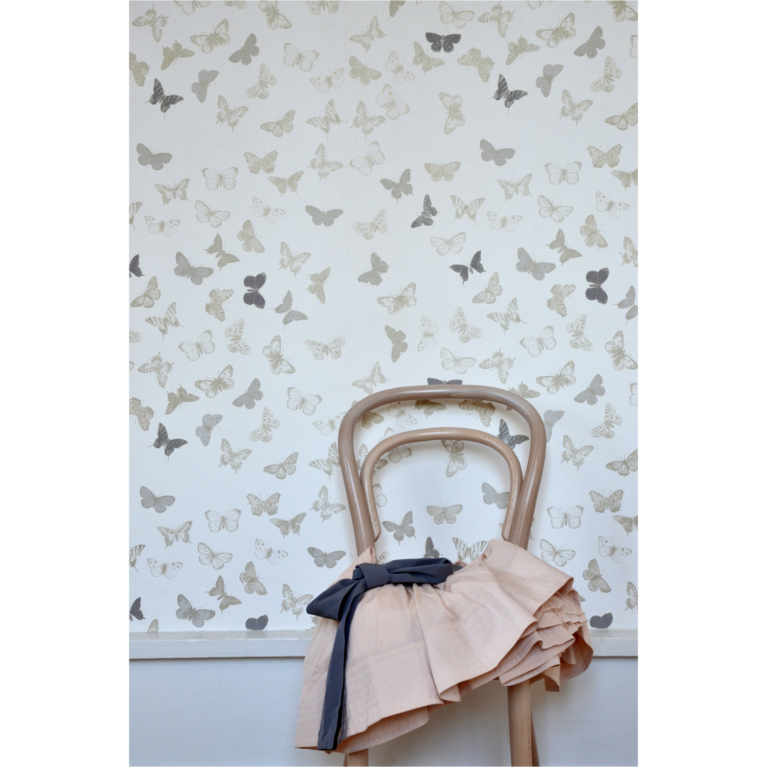Tapet Butterfly White/Brass