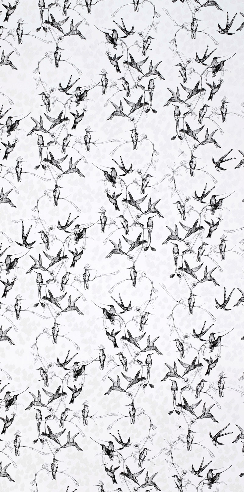 Tapet Rainbirds White/Black