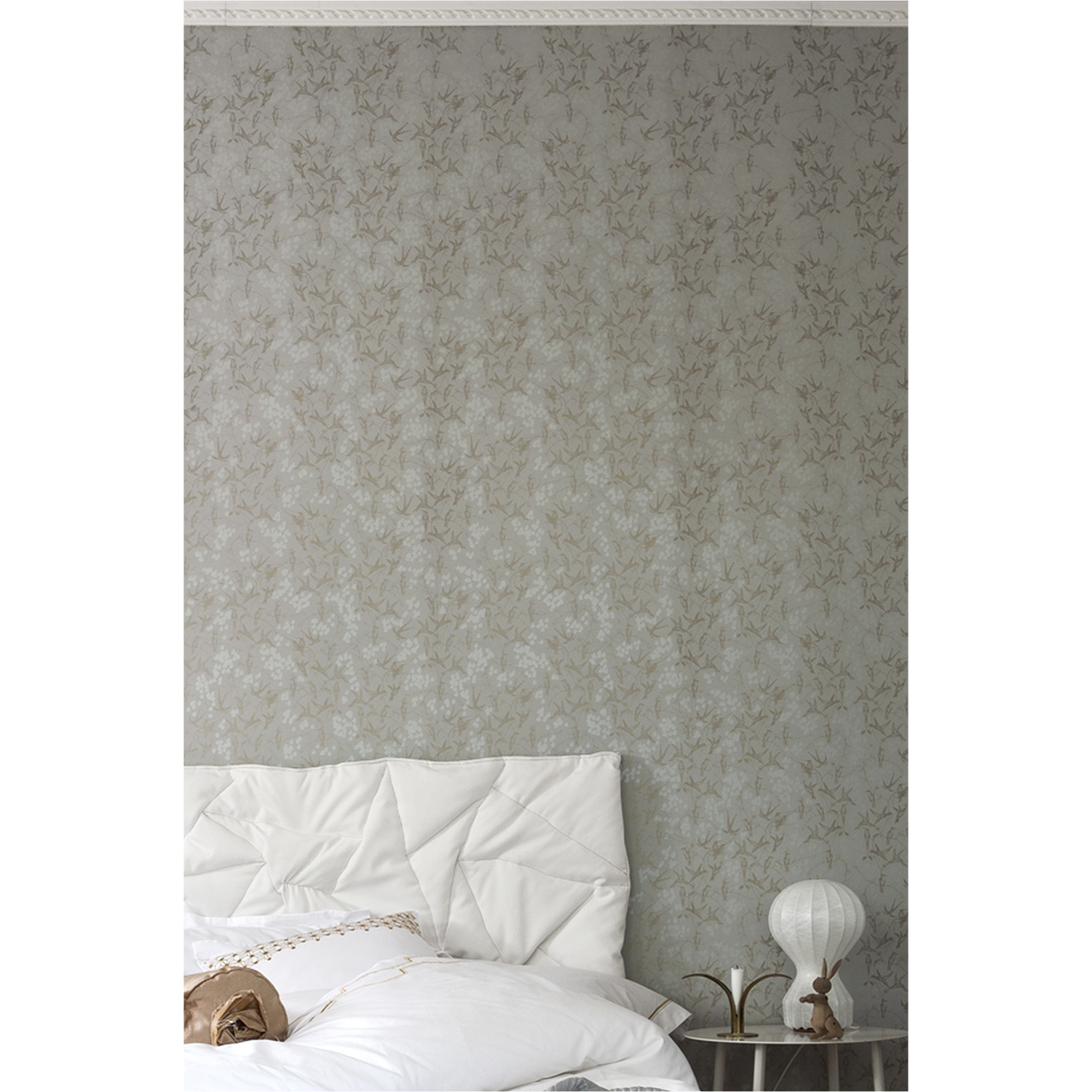Tapet Rainbirds Grey/Gold