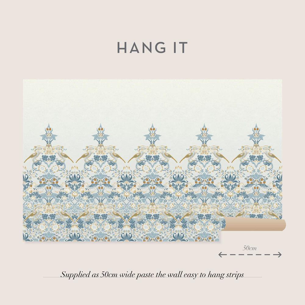 Strawberry Thief Soft Blue Mural - 125319 - 3