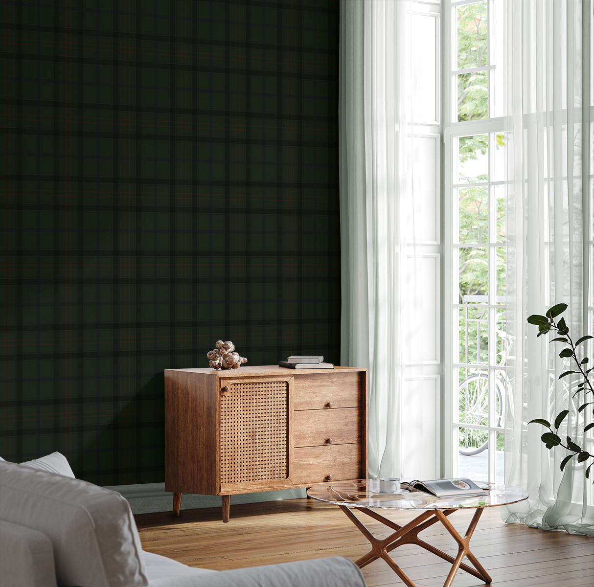 Tailor Plaid (Greenery) - Självhäftande Tapet - NW54304 - 2