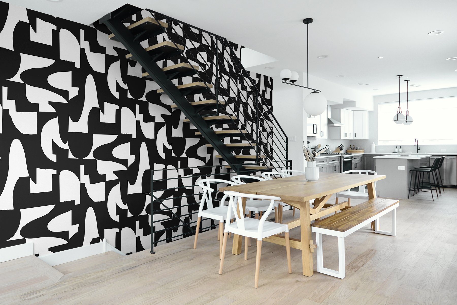 Organic Geometric (Ebony) - Självhäftande Tapet - NW56500 - 2