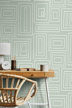Rectangle Geo (Aloe Green) - Självhäftande Tapet - NW56604
