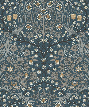 Victorian Garden (Aegean Blue & Warm Stone) - Självhäftande Tapet - NW44512